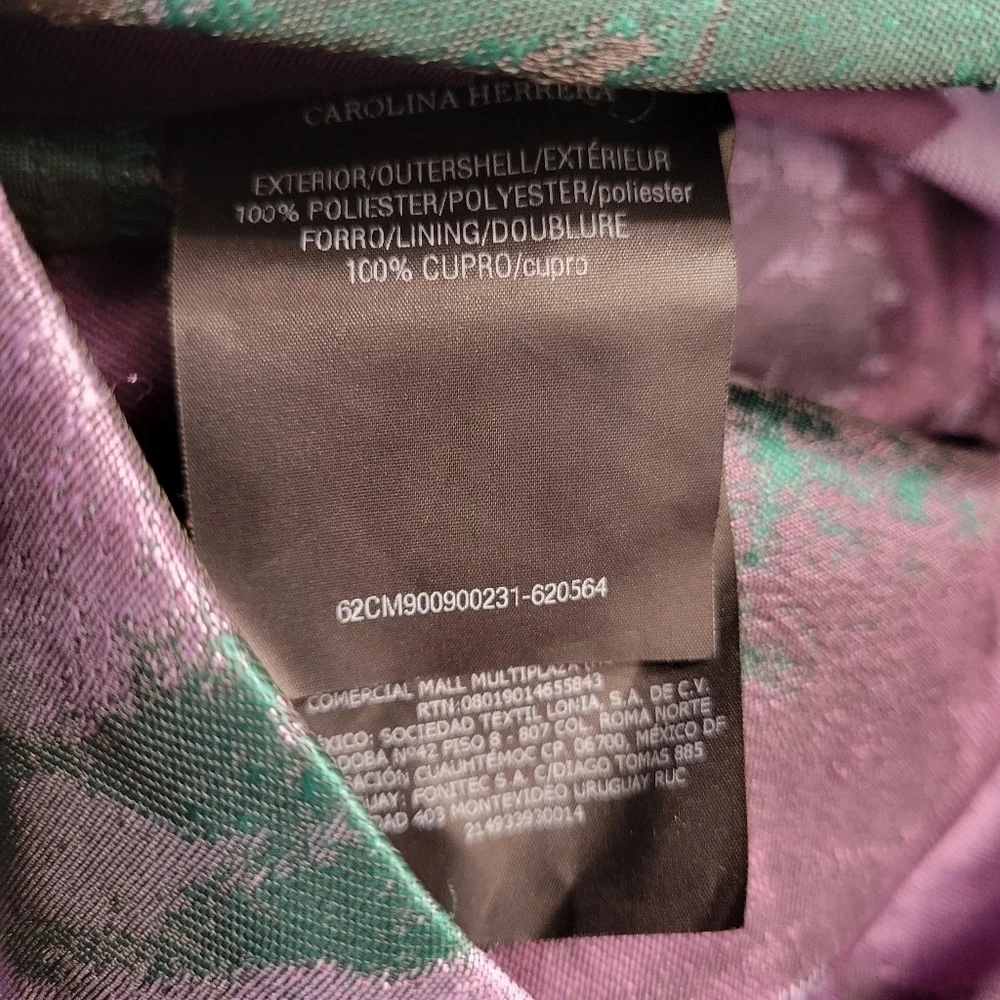 Carolina Herrara Green & Purple Fit & Flare Dress - Picture 5 of 6
